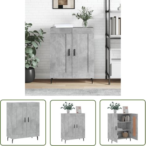 The Living Store Buffet gris béton 69,5x34x90 cm bois d'ingénierie - Buffet - Meuble De Rangement - Armoire - Commode - Mobilier Moderne (1/5)