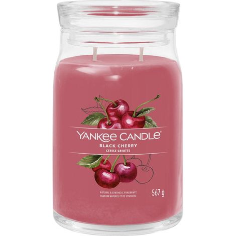YANKEE CANDLE SIGNATURE BOUGIE PARFUMÉE GRANDE BOUGIE EN POT CERISE NOIRE AVEC DOUBLE MÈCHE MÉLANGE DE CIRE DE SOJA (1/3)