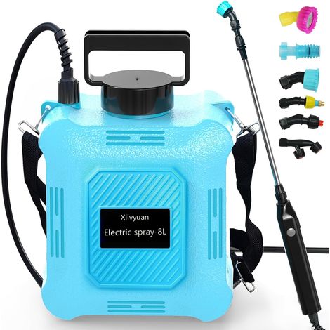 Pulvérisateur de jardin 2 gallons sur batterie – 2 vitesses ajustables, 6 buses – USB rechargeable – Pour pelouse et jardin (1/5)
