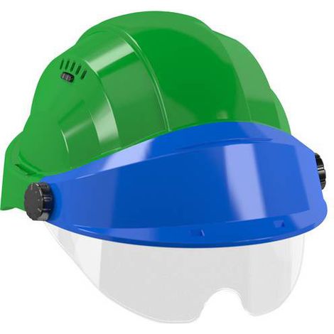 CASQUE 'ORIZON' VERT VISIERE BLEUE AVEC LUNETTE TALIAPLAST - 563734