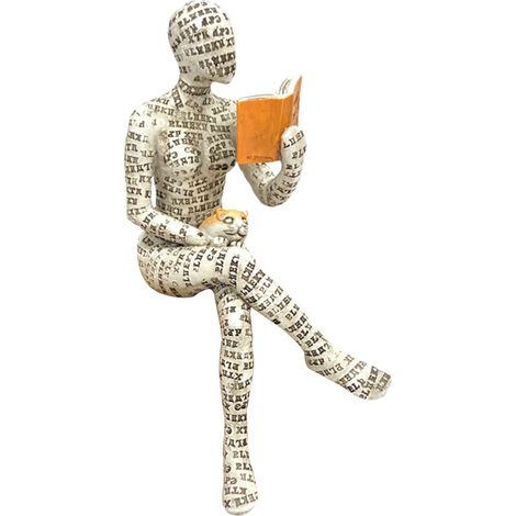 Figurine Resin - Statue de Femme Pensante Lectrice avec Lettres - Blanc - Diverses Dimensions (8 à 21 cm) - 1 Pièce (1/5)