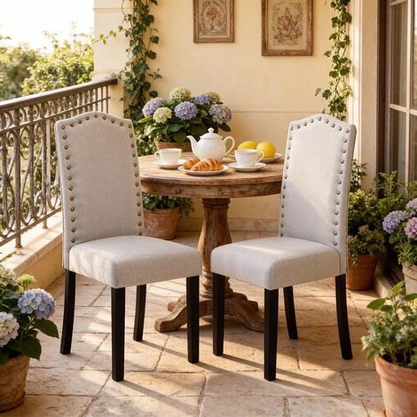 Chaise de salle à manger moderne, chaise à dossier haut, chaise de salon, chaise de coiffeuse, chaise de bureau, chaise de cuisine (lot de 2 chaises uniquement) (1/5)