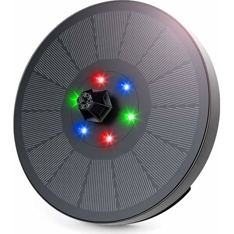 1 Pompe fontaine solaire, 7 buses, 6 LED RGB, pour bain oiseaux, étang, aquarium, jardin (1/5)