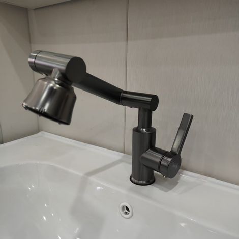 Robinet d'eau chaude et froide rotatif omnidirectionnel Lucky Cat pour lavabos et lavabos pour le lavage des mains et du visage, bras robotisé sanitaire domestique, dispositif anti-éclaboussures.