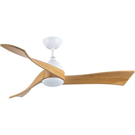 Ventilateur de plafond lumineux - L.132 cm - Bois de pauwlonia naturel clair - ELVARA (1/5)