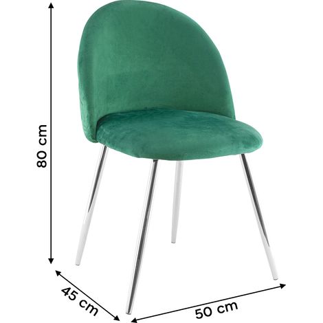 Silla de salón SHELBY 50x45x80H cm sillón vintage terciopelo y pies plata  Color: Verde