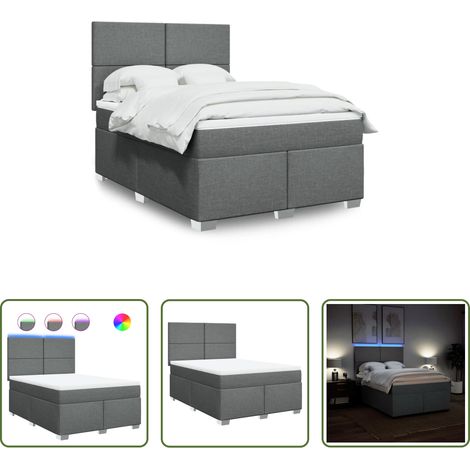 Matelas à ressorts ensachés - Sommier à lattes de lit avec matelas Gris foncé 140x190cm Tissu (1/5)
