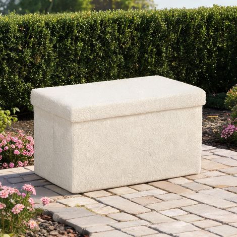 Coffre banco pliant avec rangement intégré 76 cm crème (1/5)