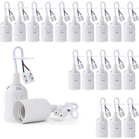 20 Piأ¨ces Douille de Lampe E27 Support Ampoule avec Testeur de Phase, Base de Lumiأ¨re Douille de Suspension Douille de Chantier Rأ©novation Douille de Rechange Douille de Bأ¢timent (1/4)