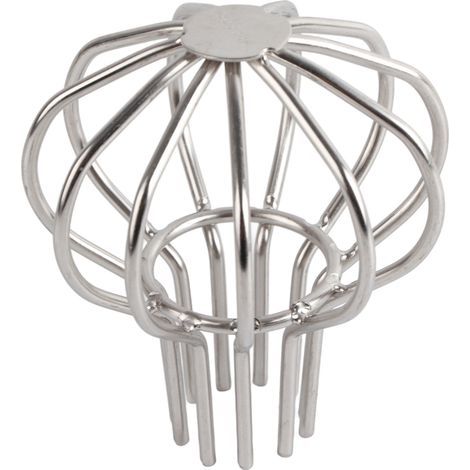 Bouchon rond anti-obstruction en acier inoxydable pour caniveaux de toit extérieurs, avec grille de nettoyage pour balcon et terrasse (50 cm). (1/5)