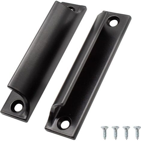 Schiebetürgriff (2er-Set), Möbelgriff aus Aluminium, schwarz (1/5)