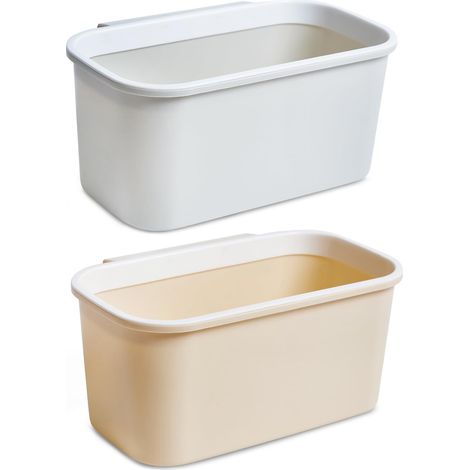 2x Cestino da lavoro - Cestino sospeso - Cestino per fasciatoio - Cestino da cucina in plastica 26 x 17 x 12 cm - Cestino per fasciatoio grigio beige