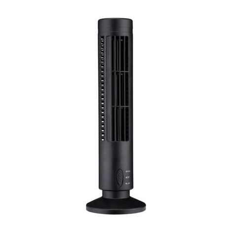 QORVA- Mini ventilateur tour sans pales USB, 2 vitesses et modes de vent, debout, pour chambre à coucher, salon, bureau à domicile, noir