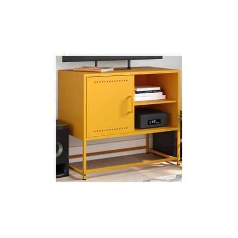 Meuble TV jaune moutarde 68x39x60,5 acier (1/5)