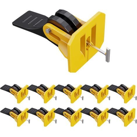 Lntyq Kit de système de nivellement de carrelage - 50 pièces - Réutilisables - Réglables - Pour carreaux de 8 à 12 mm - 50 broches en T en acier de rechange remplaçables - Pour mur et sol (1/5)