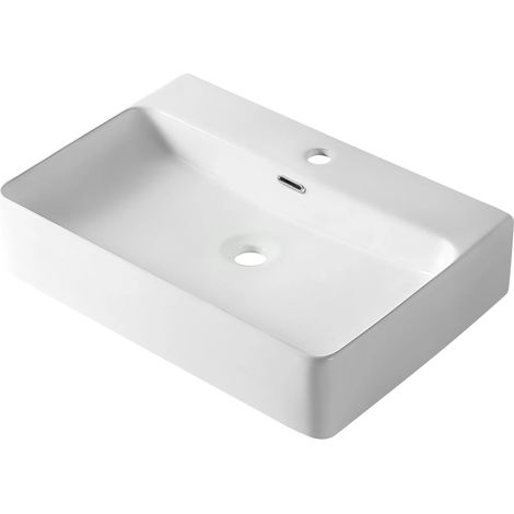 BALNEO - Vasque à poser NERIA 60x42 cm blanche en céramique - Lavabo à poser (1/5)
