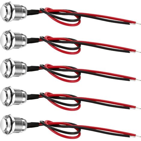 interruptores de botón pulsador momentáneos e impermeables de 12 mm, interruptores de encendido/apagado de acero inoxidable para PC, coche, 2 A con cableado preinstalado, cabezal hacia arriba