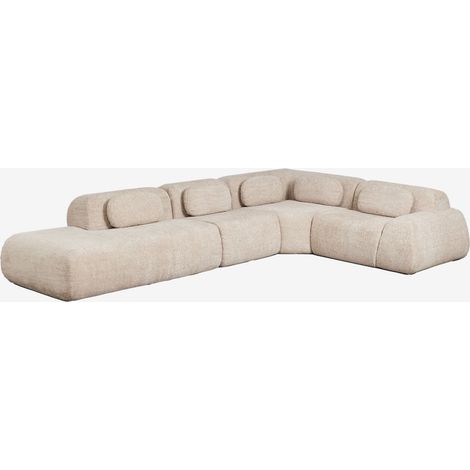 Canapé d'angle modulaire 4 pièces avec méridienne gauche en chenille emballé sous vide Mérida SKLUM