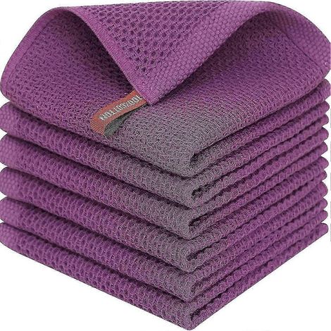 Lot de 6 torchons de cuisine en coton gaufré (34 x 34 cm), nettoyage rapide, absorption maximale et avec système de suspension jkw (1/5)