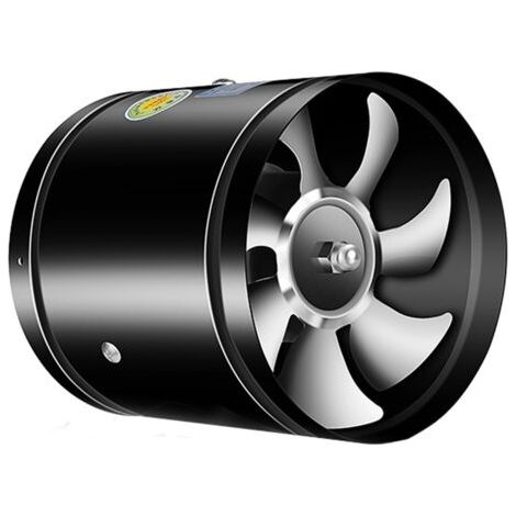 Ventilateur de conduit, ventilation puissante, moteur à fil de cuivre à grande vitesse, ventilateur d'extraction rond en métal, 8 pouces (150 x 200 mm), noir. (1/5)