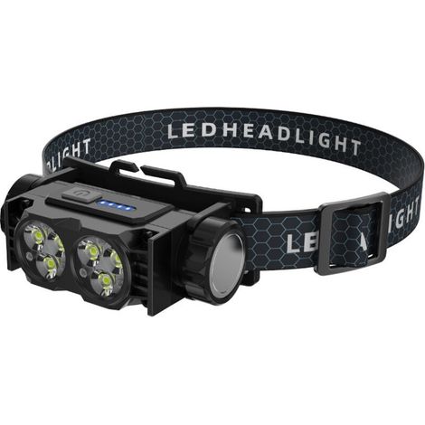 Lampe Frontale,Lampe Frontale LED Ultra Puissante 2000 Lumens, Pour Pêche,Camping,Cyclisme,Running (Noir) (1/5)