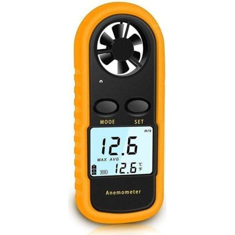 Anemometro, anemometro digitale portatile ad alta precisione (±5%) con retroilluminazione LCD, anemometro portatile per uso esterno, HAVC, droni (1/4)