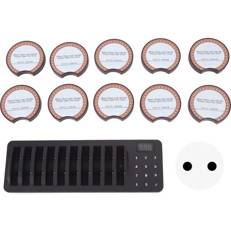 Système de Pagers pour Clients 10 Appareils 100‑240V Imperméable pour Clinique Hôtel Café Restaurant Prise UE (1/5)