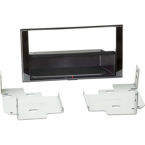 Kit Facade autoradio 2DIN compatible avec Nissan Micra Note ap13 Avec vide poche Induction Qi Noir brillant