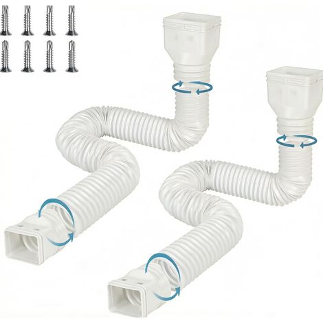 2 Pièces Pliable Flexible Connecteurs de Gouttière, Adaptateur d'Extension de Tuyau de Descente, Extension de Gouttière pour l'Extérieur, Blanc (1/5)