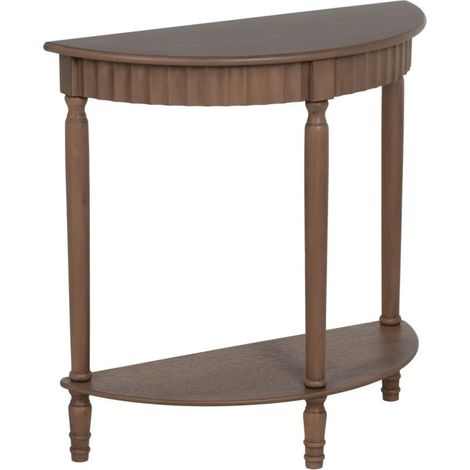 Console marron demi-lune en bois 71x30x71cm (1/5)