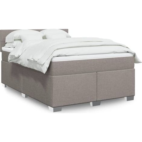 vidaXL Sommier à lattes de lit avec matelas Taupe 160x200 cm Tissu (1/5)