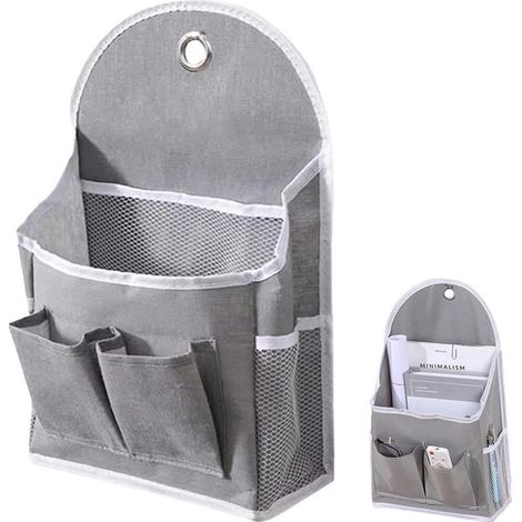 Paquete de 2 bolsas de almacenamiento colgantes para montaje en pared, organizador impermeable para puerta de armario con bolsillos. (1/5)