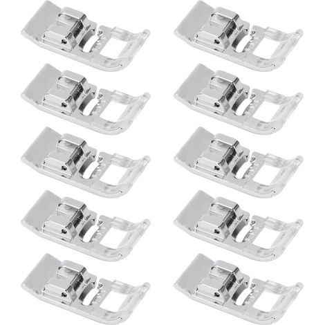 Lot de 10 Pieds-de-biche droits, mini portable, acier inoxydable résistant, pied presseur standard pour machine à coudre (1/5)
