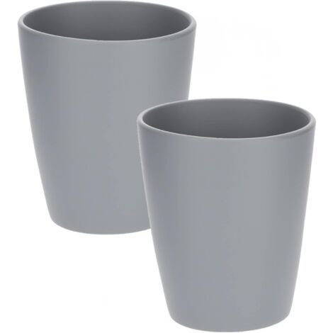 Lot de 2 pots de fleurs en céramique pour orchidées Hauteur 150 mm Diamètre 120 mm Gris mat-NANOTEH (1/5)