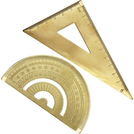 Kit de règle triangulaire et rapporteur Toyvian, laiton doré, 1 (1/5)