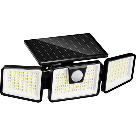 Lampes solaires156LED pour extérieur, lampes solaires rotatives à 360° pour extérieur avec détecteur, étanche IP65, angle d'éclairage de 270°, applique murale solaire d'extérieur, lot de 1 (1/5)