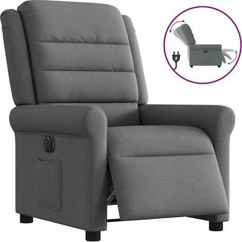 Chaise électrique inclinable en tissu – Fauteuil releveur médical avec dossier réglable, assise confortable et fonction de relevage progressif – Gris foncé (1/5)