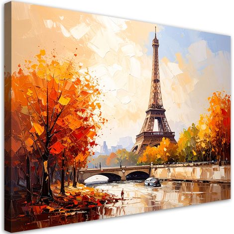 Quadro su tela, Torre Eiffel Parigi Paesaggio come dipinto - 60x40 (1/2)