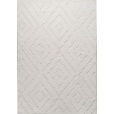 Area Rug Off-White Fabric 160 x 230 cm Jacquard Rectangular Shape Accent Rug BORAH (1/5)