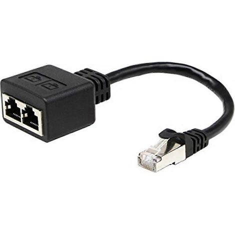 Adaptateur réseau 2025/2024 RJ45 1 vers 2, adaptateur double RJ45 A mâle/femelle (15 cm), utilisé pour commuter indépendamment entre deux ports réseau. (1/5)
