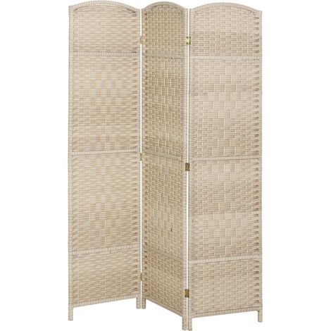 Paravent intérieur en bois 3 panneaux séparateur de pièce pliable pour salon chambre 135 x 180 cm chêne