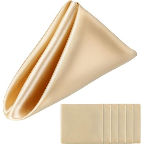 Lot de 6 Serviettes en Tissu lavables 43,2 x 43,2 cm en Polyester pour Table de dîner mélange de Couleurs Champagne avec Bords ourlés pour Les fêtes (1/5)
