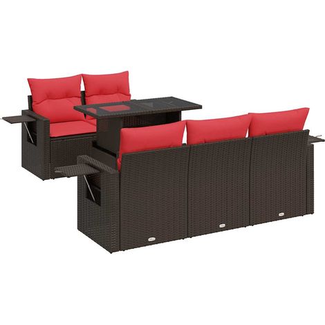 vidaXL Set Divano da Giardino 6pz con Cuscini Marrone Polyrattan Acacia (1/5)