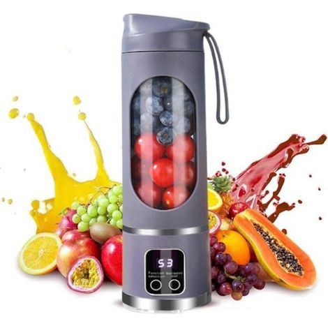 Extracteur de jus - Extracteur de jus pour légumes et fruits - Extracteur de jus électrique portable USB - 500 ml - Mini blender - B (1/5)