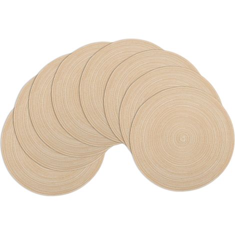 Manteles individuales redondos, manteles individuales redondos trenzados para mesa de comedor, manteles individuales aislantes del calor para cocina, 38 cm (beige, paquete de 8) (1/4)