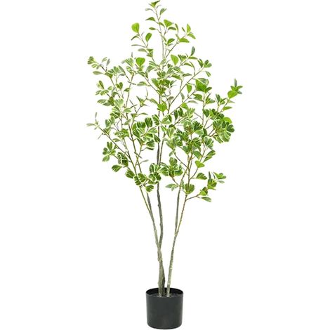 Arbre Ficus Artificiel, Matériau de Fleurs en Soie, Feuilles en Forme de Cœur, Sans Entretien (1/2)