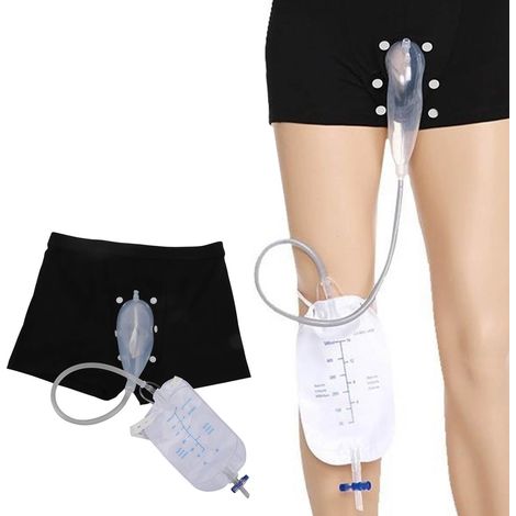 Dispositif de recueil d'urine pour hommes âgés, type short, pour faciliter la marche, poche de cathétérisme urinaire (1/5)