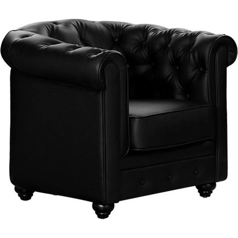 Fauteuil en simili CHESTERFIELD - Noir