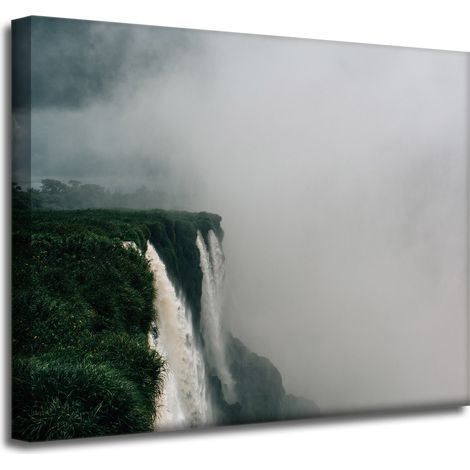Leinwanddruck Naturmotiv Berge und Wasserfall 50x40 cm