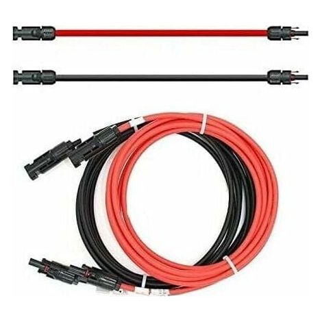 Extension cable - double sided - solar cable - red/black - 6 mm² - with mounted solar plug (2x 2m) MUMU (1/4)